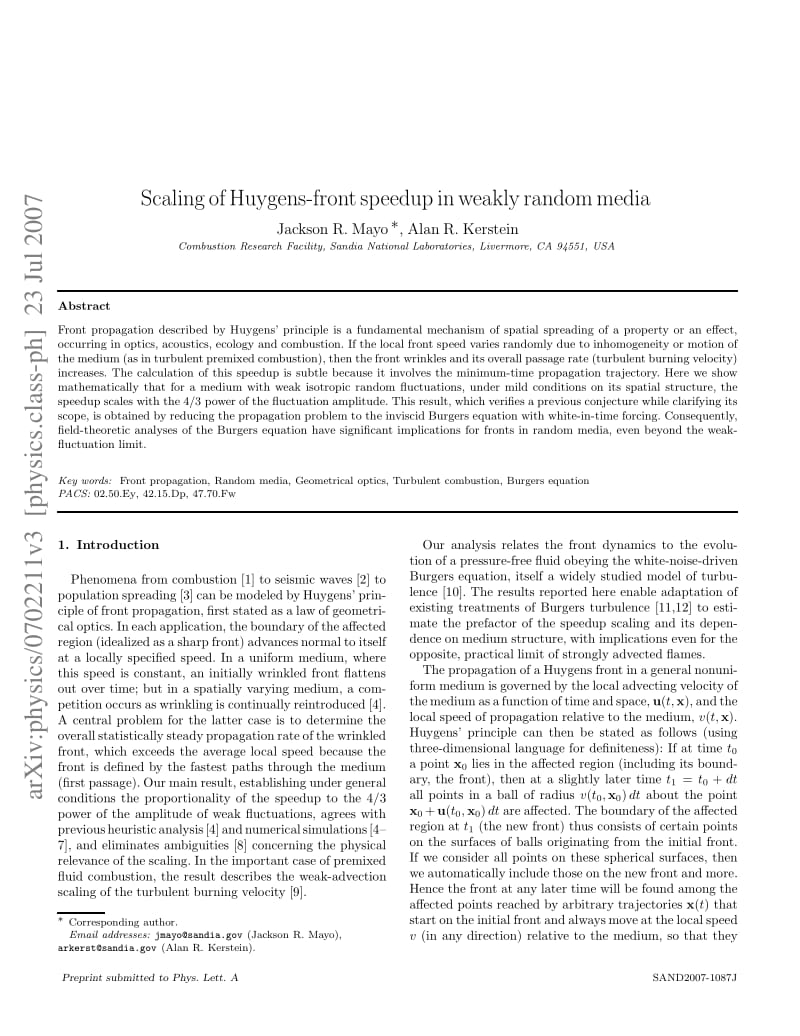 Scaling of Huygensfront speedup in weakly random media.pdf_第1页