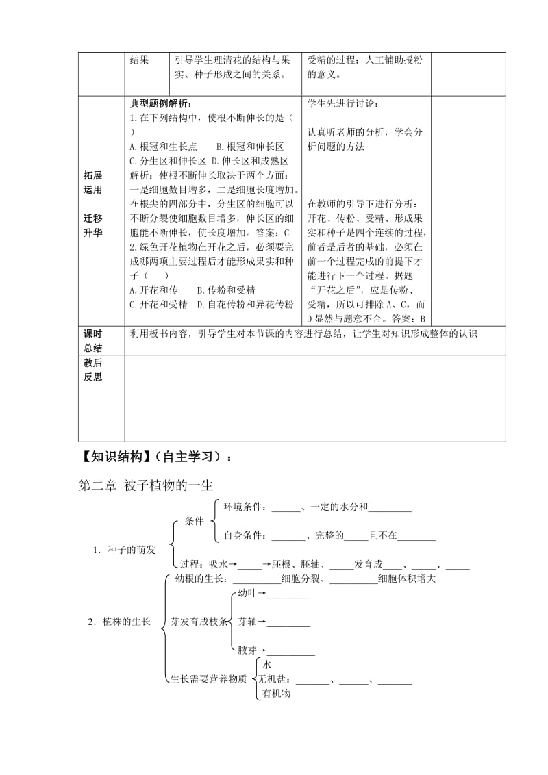 七年级生物上第二章.被子植物的一生（复习课） .doc_第2页