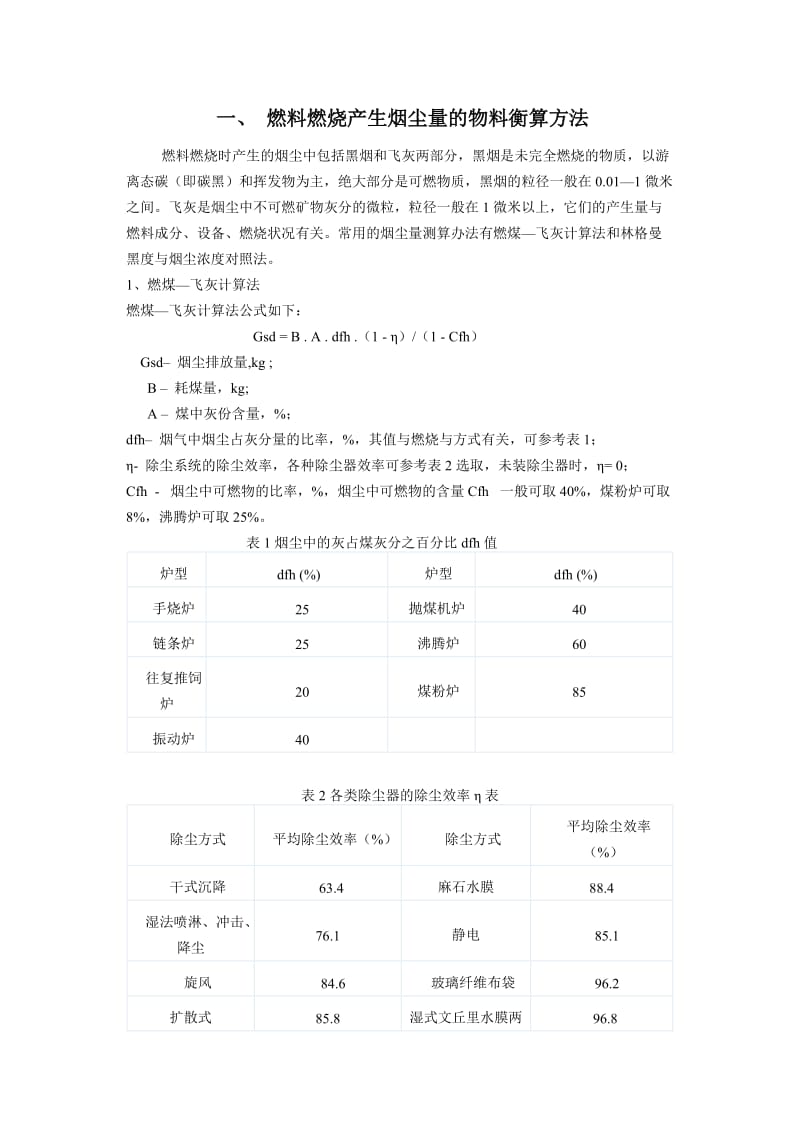 燃料燃烧产生烟尘量的物料衡算方法.doc_第1页