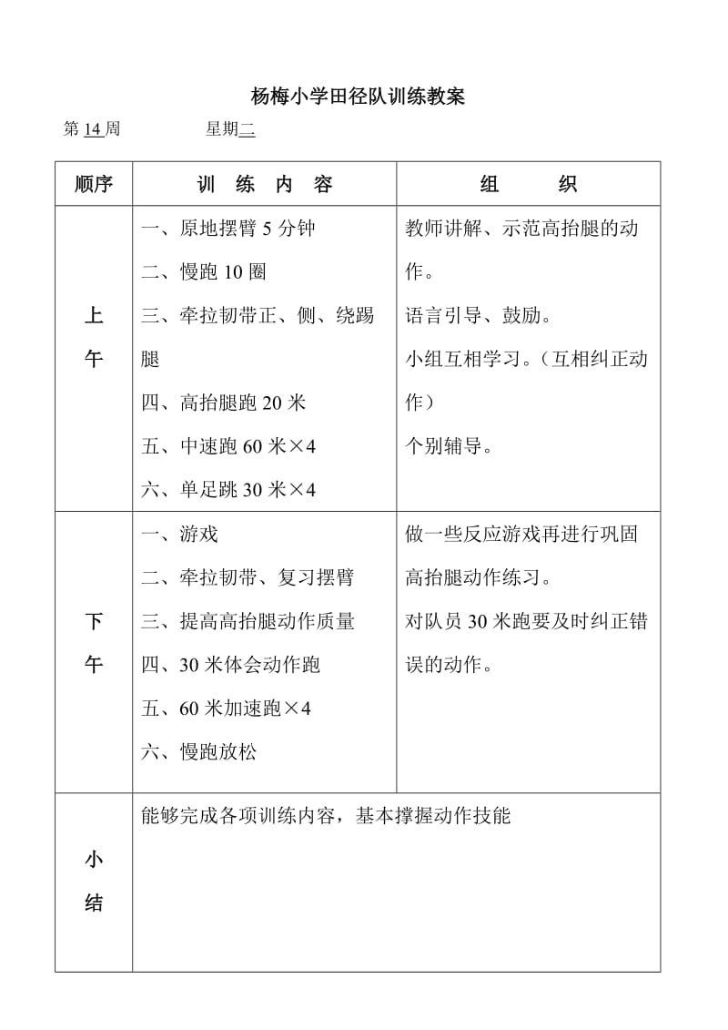 杨梅小学田径队训练教案(14).doc_第2页