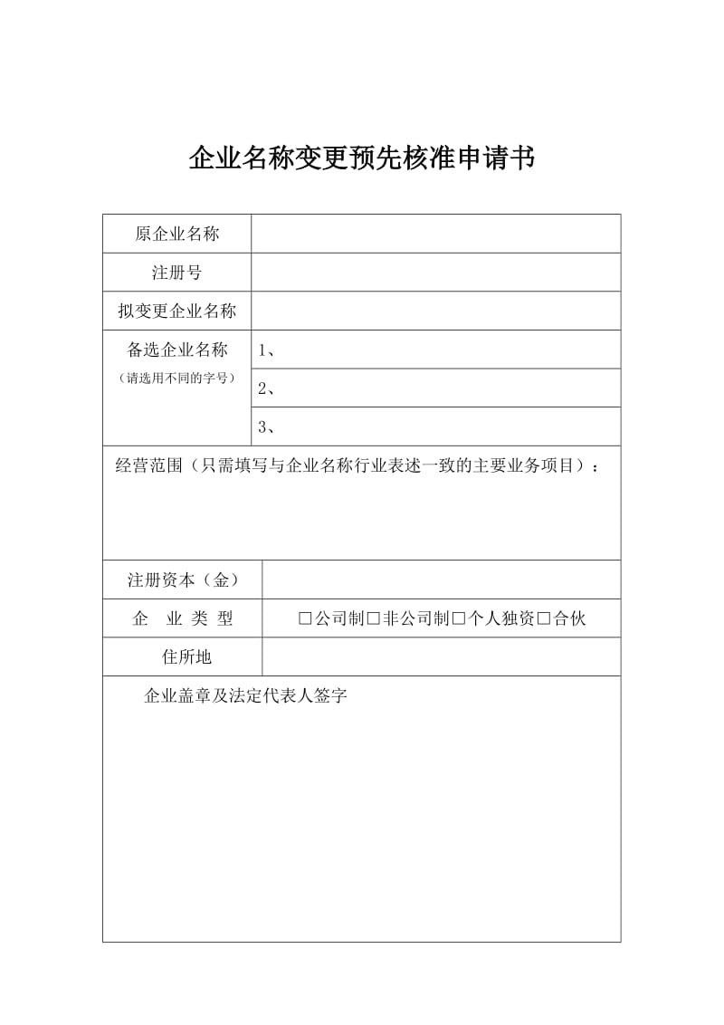 企业名称变更预先核准申请书.doc_第1页