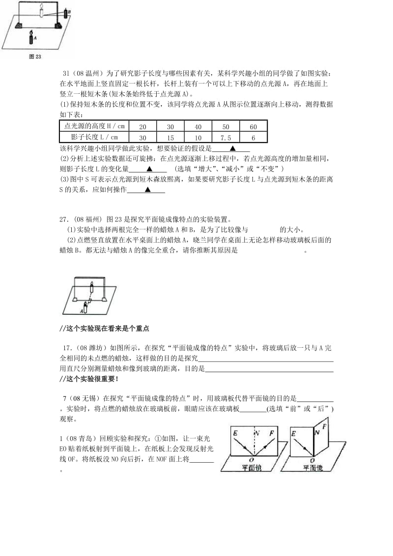 初中物理08中考题----光的反射探究实验.doc_第2页