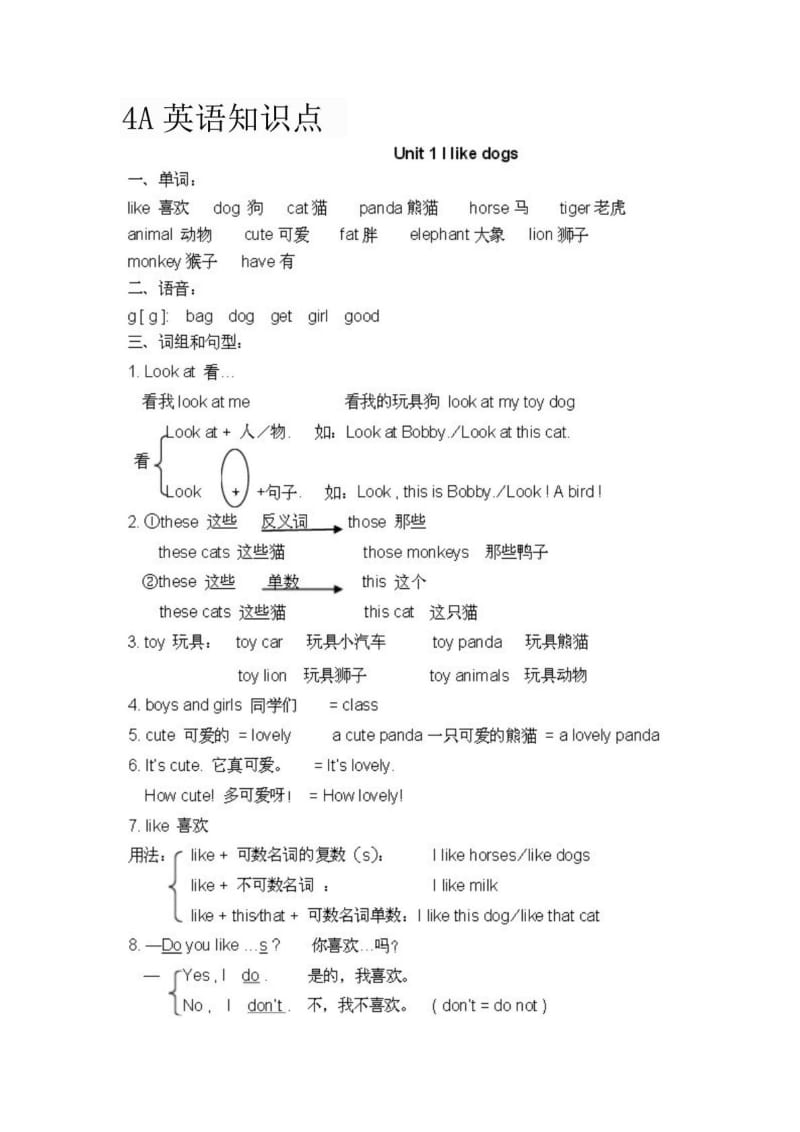 苏教版最新译林版四年级上册4A英语知识点.doc_第1页