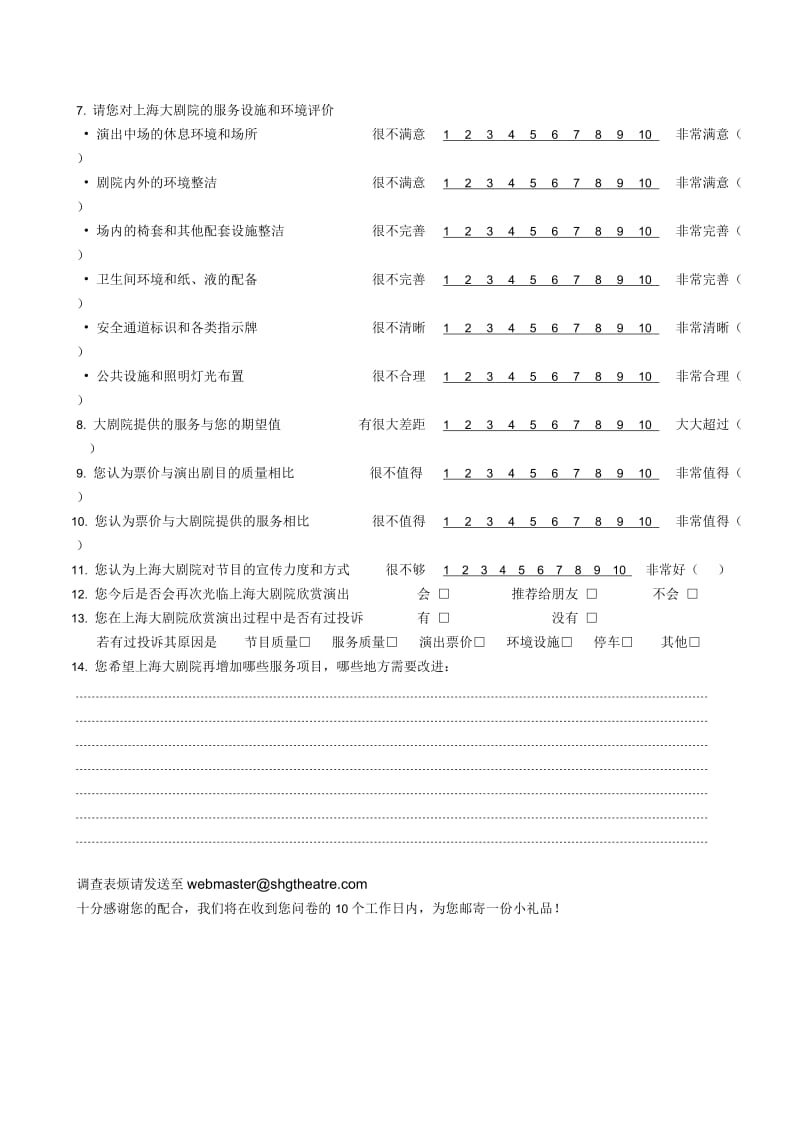 上海大剧院顾客满意度指数调查问卷(观剧观众)(1).doc_第2页