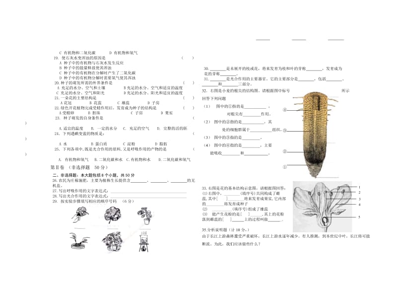 【初一理化生】【强烈推荐】北师大版本2006七年级生物上期末试卷上学期期末(苏教版)（共2页）.doc_第2页