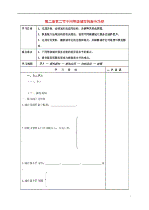 [精品学习复习资料]吉林省伊通满族自治县高中地理 第二章 城市与城市化 第二节 不同等级城市的服务功能学案 新人教版必修2.doc