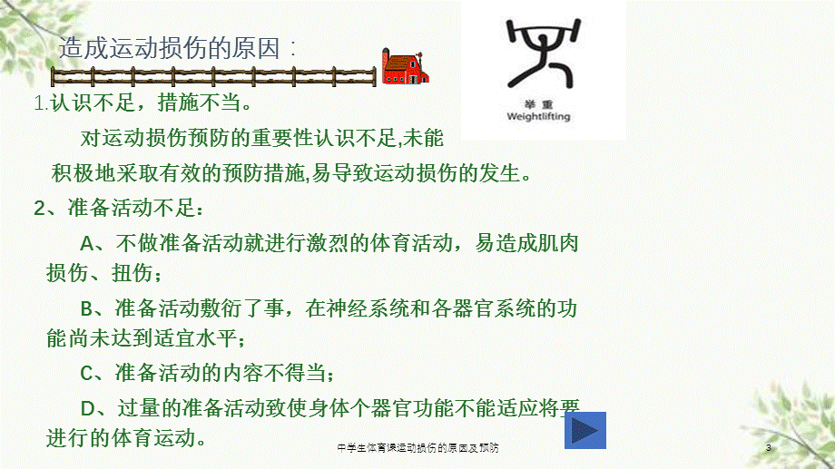 中学生体育课运动损伤的原因及预防课件.ppt_第3页