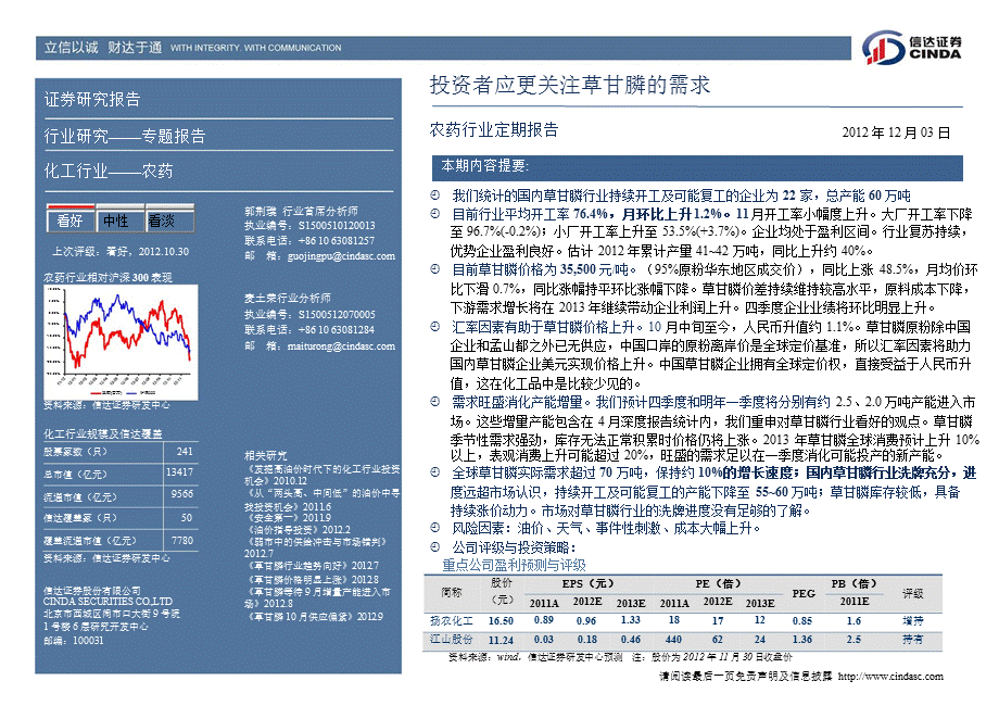 农药行业定期报告：投资者应更关注草甘膦的需求1203.ppt_第2页