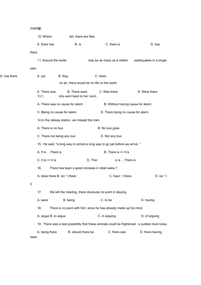 2012届高考英语二轮课堂专题精练20分钟专题突破therebe句型.docx_第2页