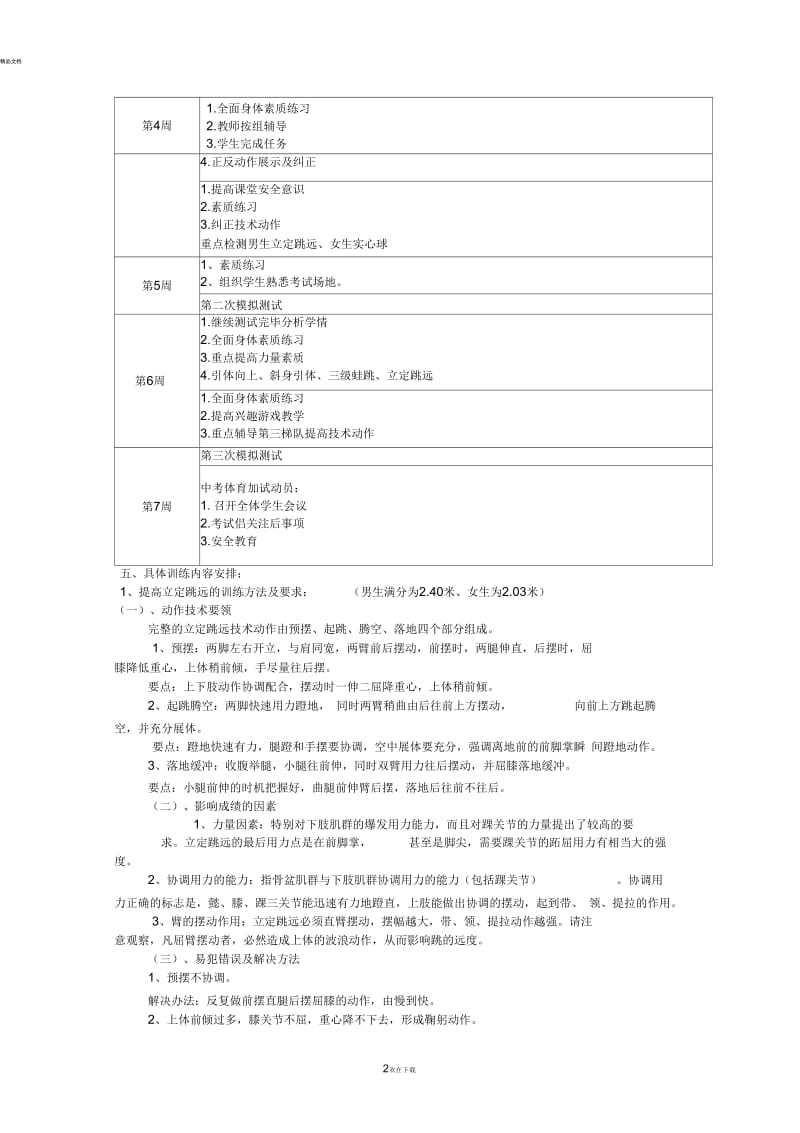 九年级学生体育中考训练计划.docx_第2页