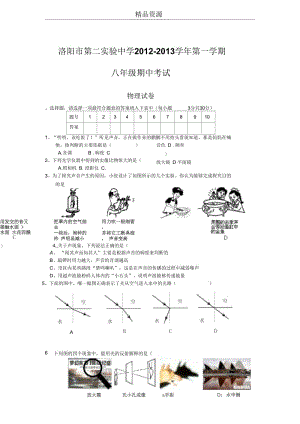 洛阳市第二实验中学2012-2013学年第一学期八年级期中考试物理试卷.docx