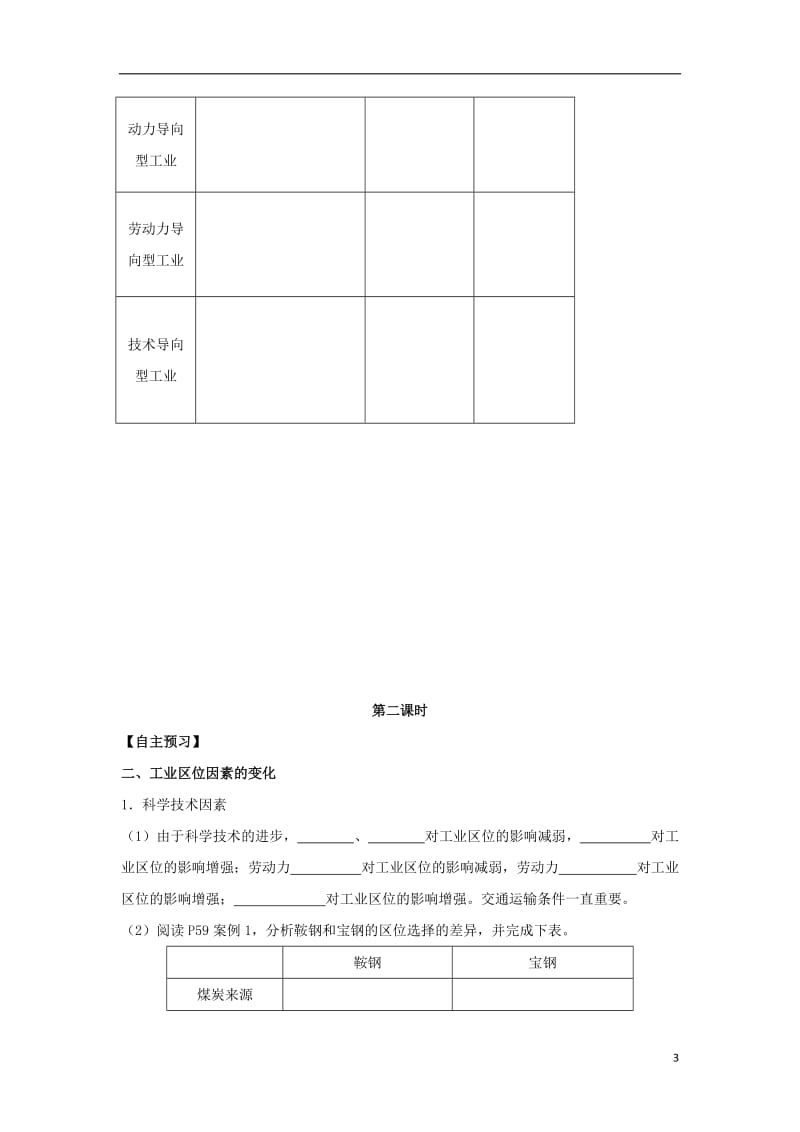 [精品学习复习资料]吉林省长春市高中地理 第四章 工业地域的形成与发展 4.1 工业的区位选择学案（无答案）新人教版必修2.doc_第3页