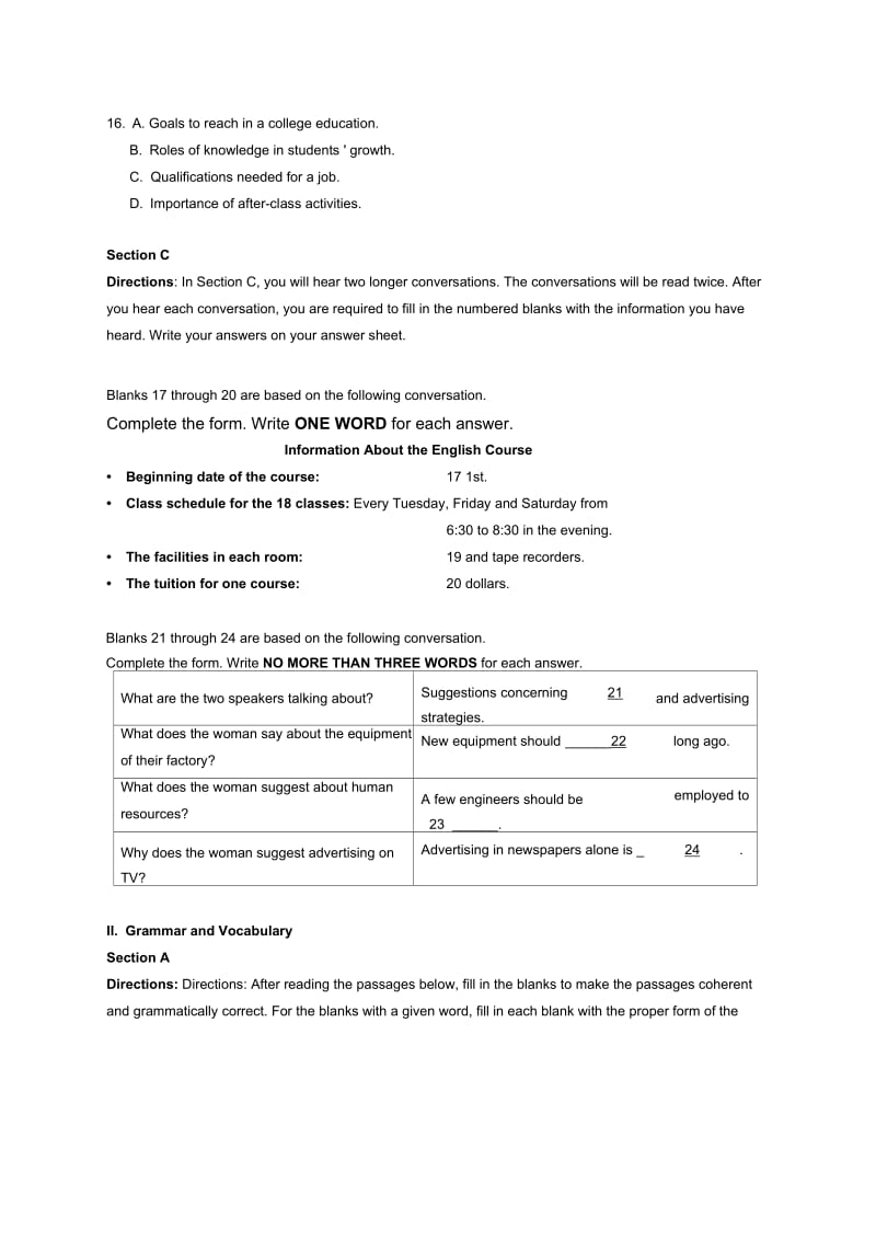 上海市奉贤区头桥中学2014年高三下学期4月月考英语试卷.docx_第3页