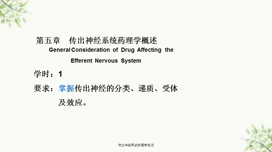 传出神经系统药理学概述课件.ppt_第1页