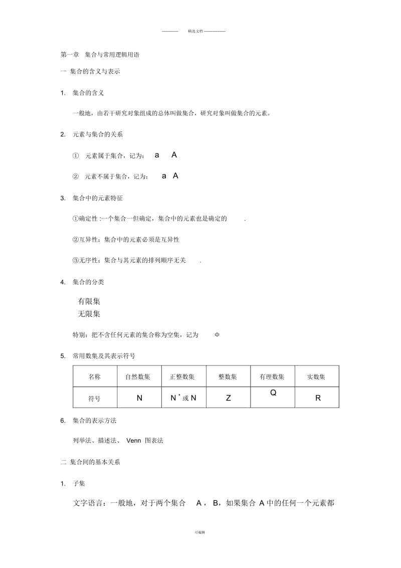 集合与常用逻辑用语高考知识点复习.docx_第1页