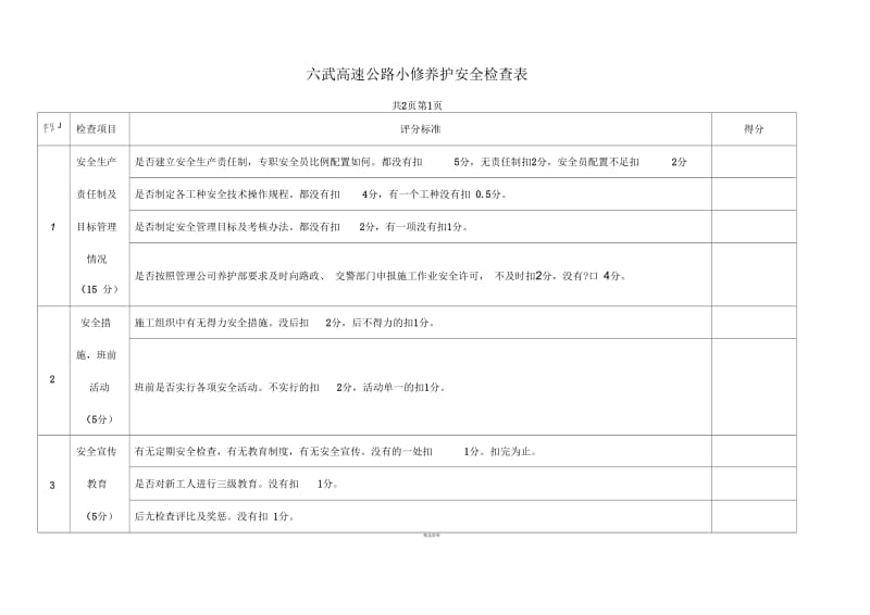 养护单位质量安全检查考核表(一).docx_第3页