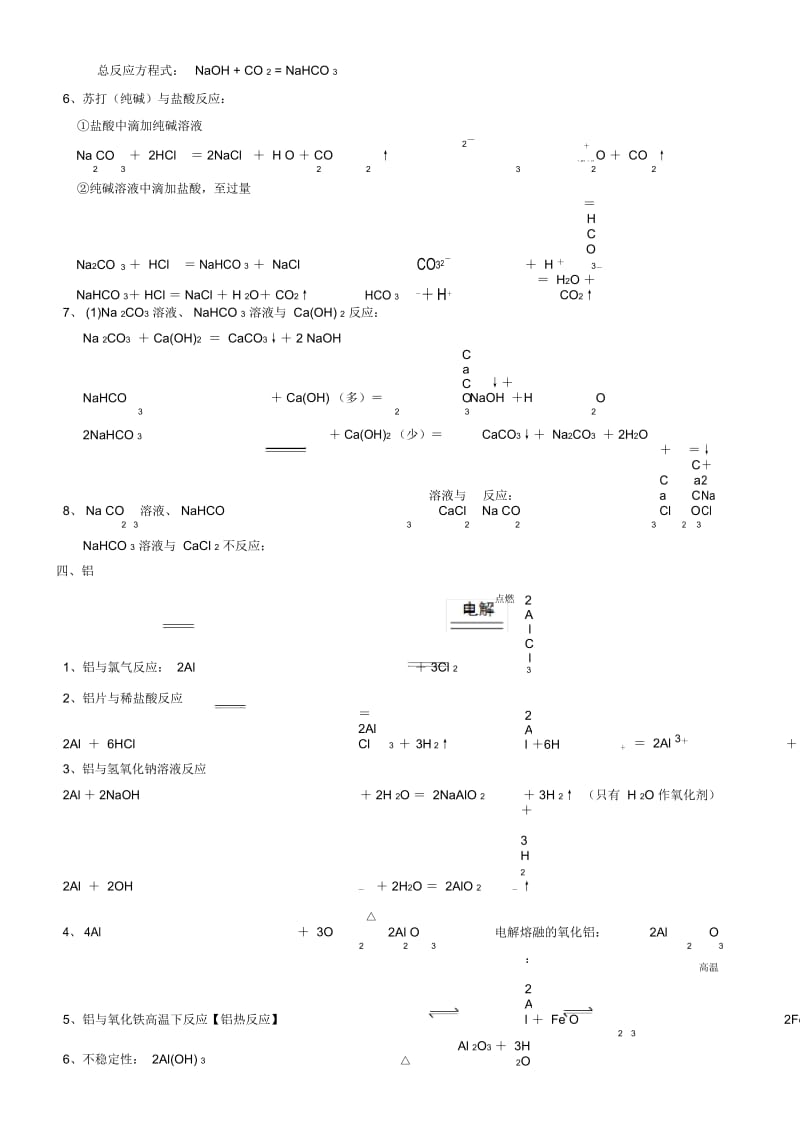 高一化学《必修一》化学方程式(按章节归纳).docx_第3页