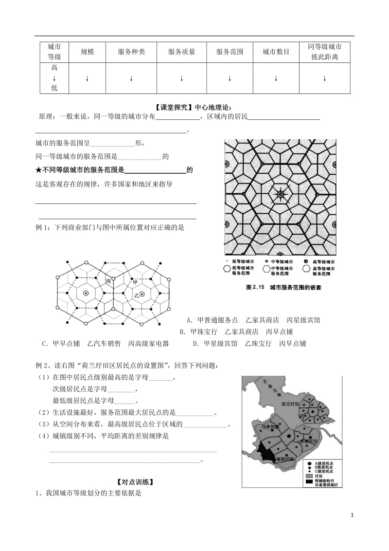 [精品学习复习资料]四川省成都市高中地理 第二章 城市与城市化 2.2 不同等级城市的服务功能学案（无答案）新人教版必修2.doc_第2页