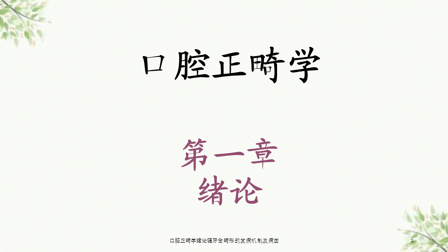 口腔正畸学绪论错牙合畸形的发病机制及病因课件.ppt_第1页