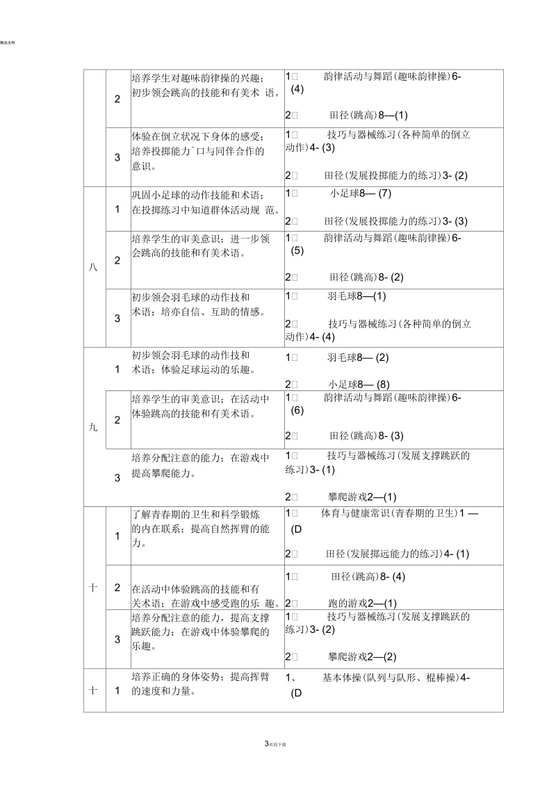 五年级第一学期体育课教学进度表.docx_第3页