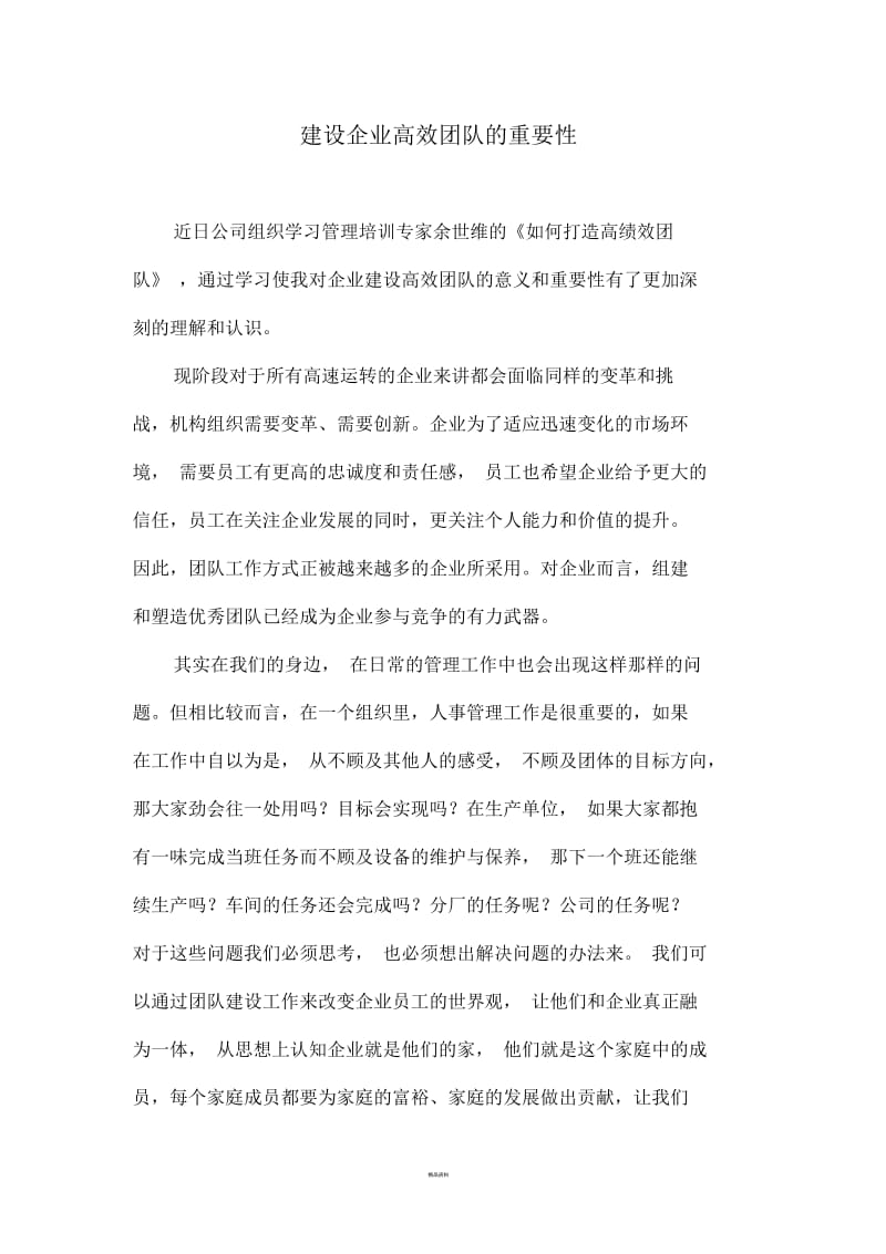 建设企业高效团队的重要性.docx_第1页