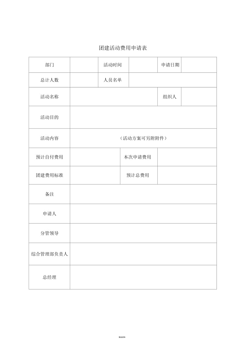 团建活动费用申请表.docx_第1页