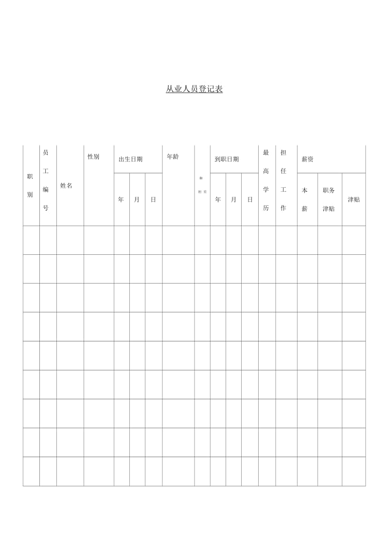 人事档案表格从业人员登记表.docx_第1页