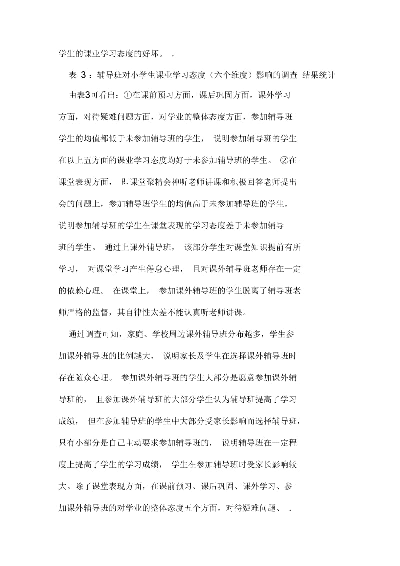 小学课外辅导班对小学生课业学习态度影响的调查与分析.docx_第3页