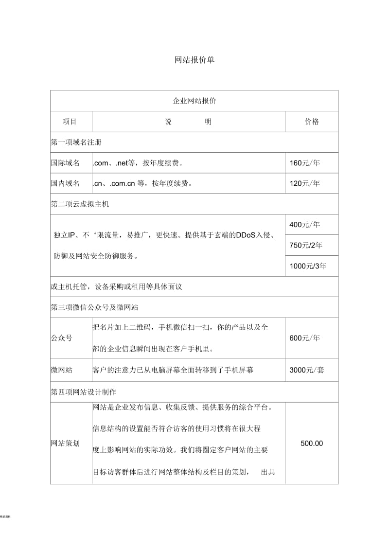 网站报价单.docx_第1页