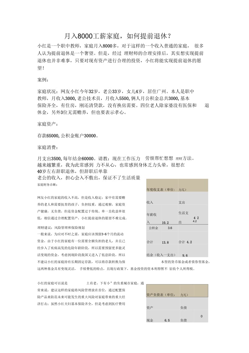 月入工薪家庭,如何提前退休？.docx_第1页