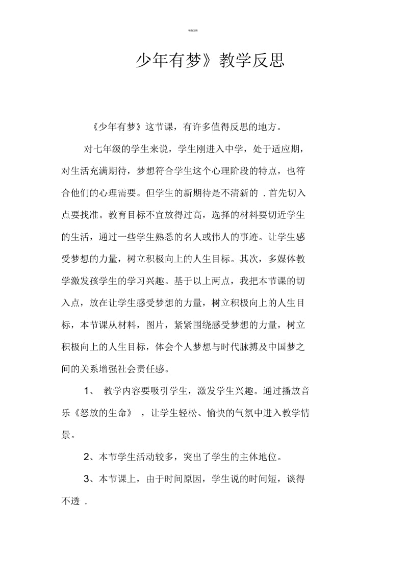 少年有梦教学反思.docx_第1页