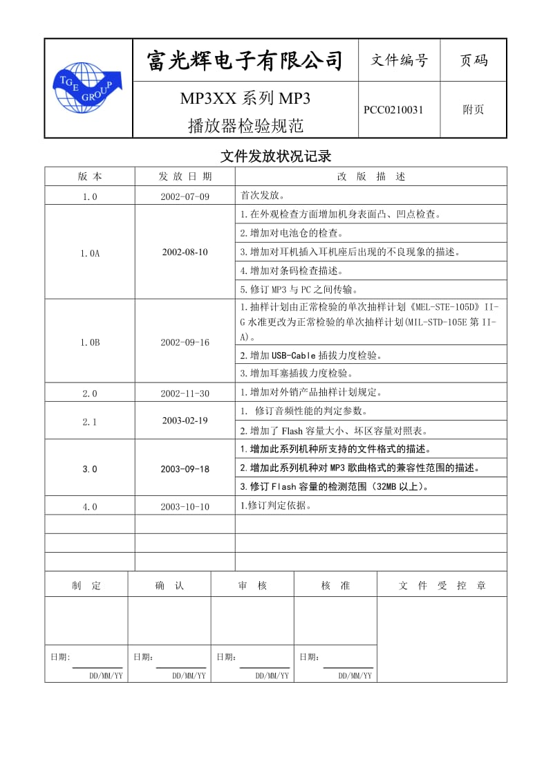 电子公司MP3播放器检验规范.doc_第2页