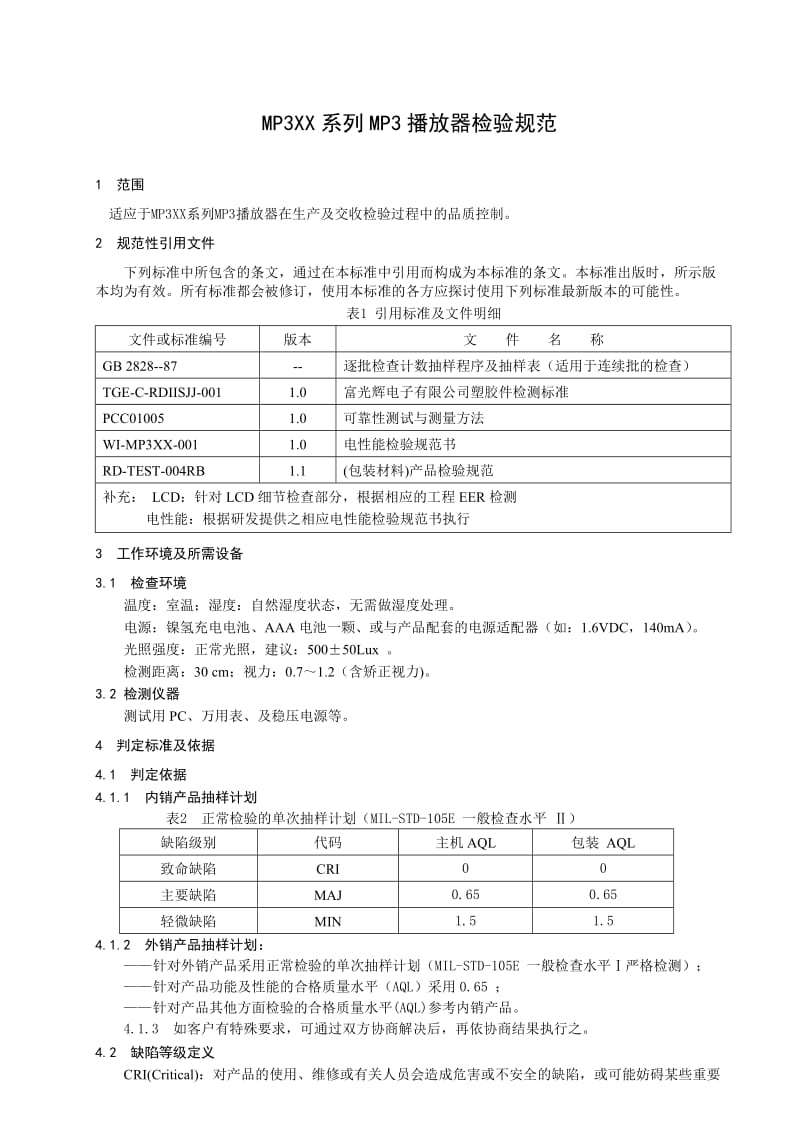 电子公司MP3播放器检验规范.doc_第3页