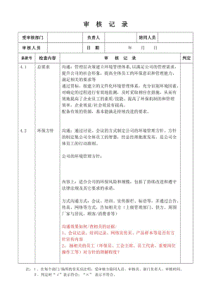 环境管理体系 审核记录 模板.doc