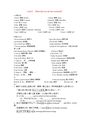 (完整word版)Unit12Whatdidyoudolastweekend知识点、一般过去时解析,单元测试及答案,推荐文档.docx