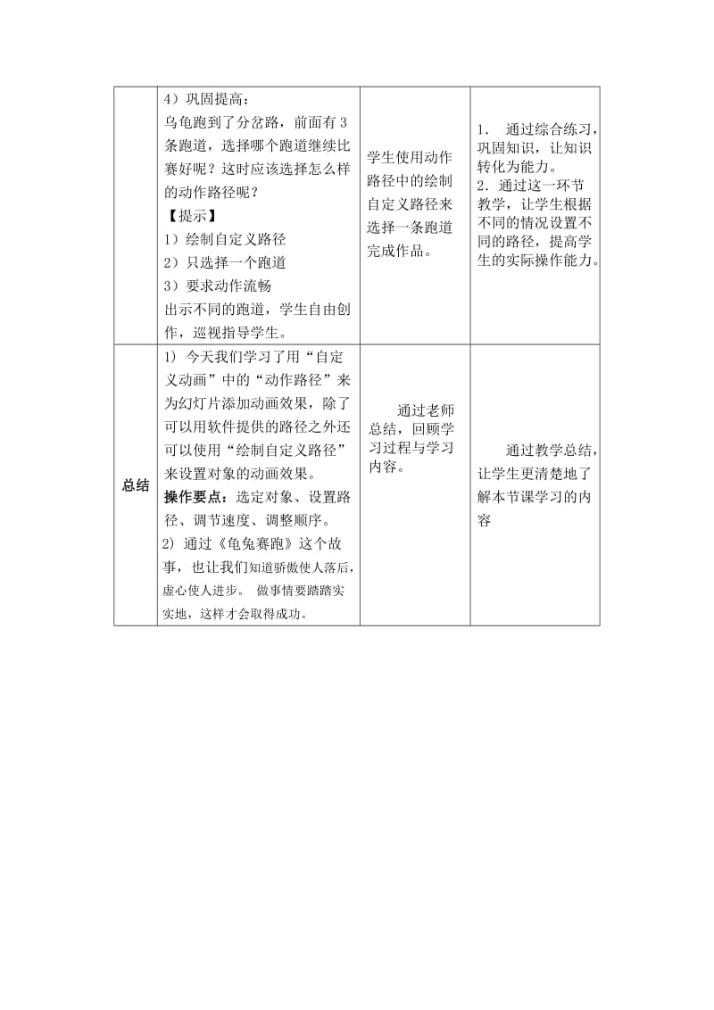 《龟兔赛跑——设置自定义动画动作路径》教学设计.doc_第3页