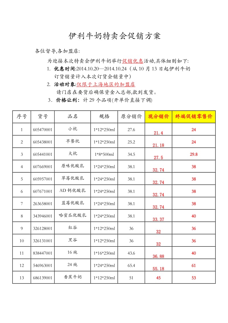 伊利牛奶特卖会促销方案.doc_第1页