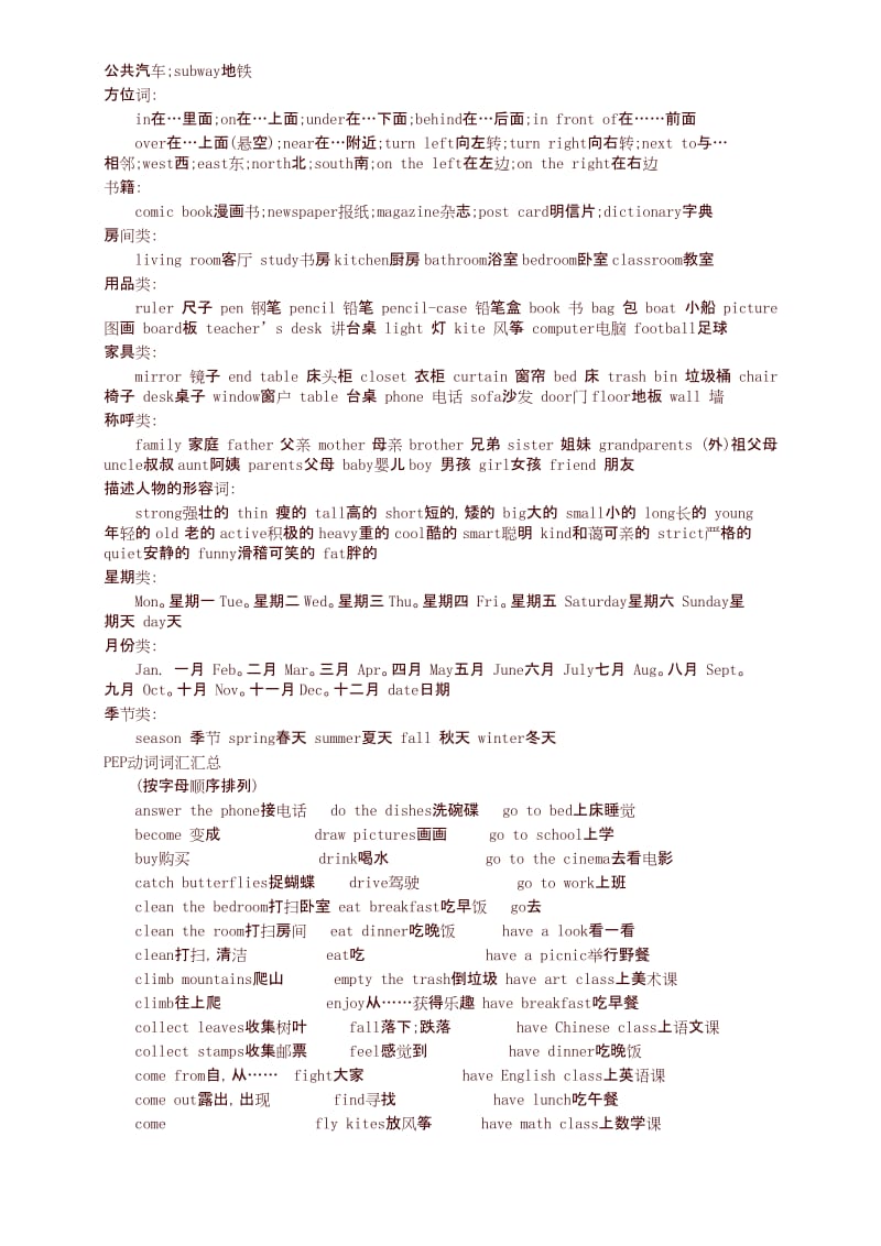 小升初英语词汇和动词短语总结.docx_第2页