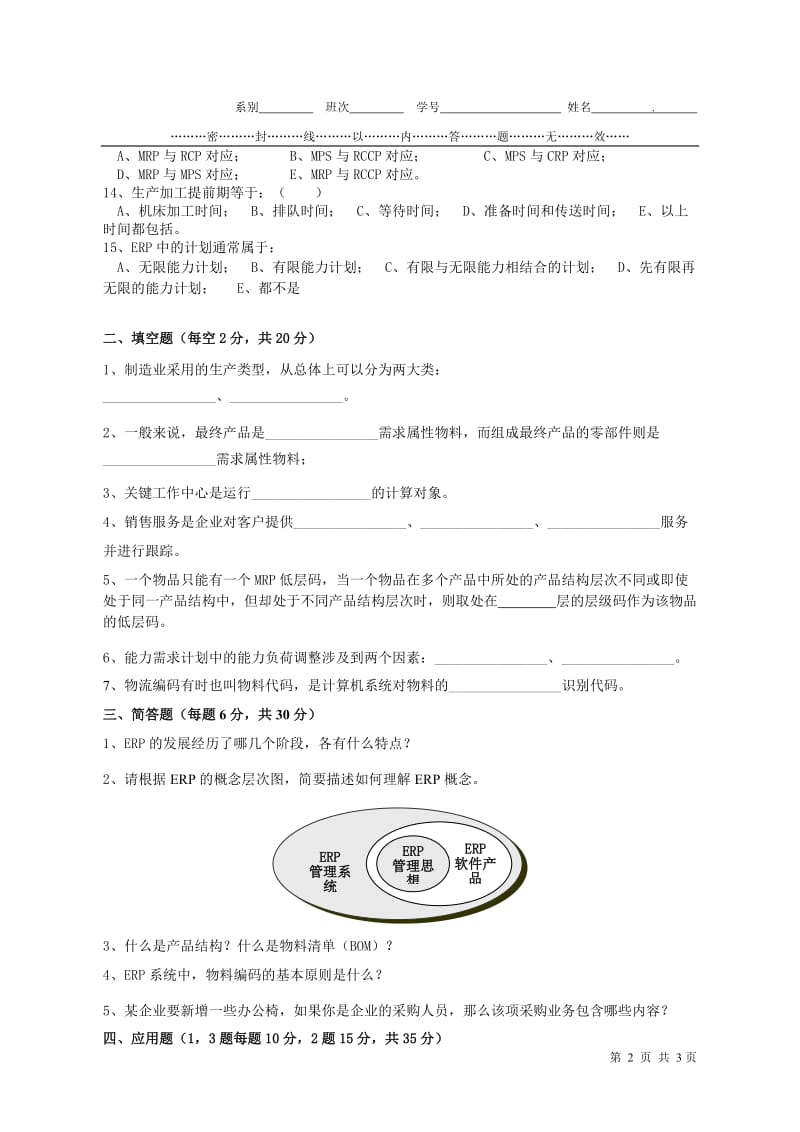 企业资源计划ERP 期末试题.doc_第2页