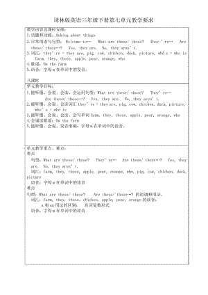 三年级下册英语教案-Unit 7 On the farm 译林版.docx