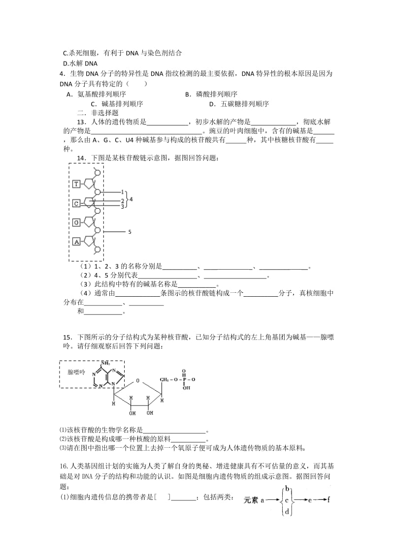 习题遗传信息的携带者——核酸.doc_第2页