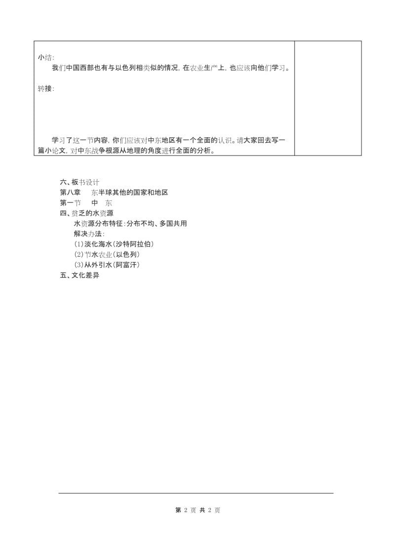 初一七年级地理下册《第一节 中东教案2》教案(人教版适用).docx_第2页