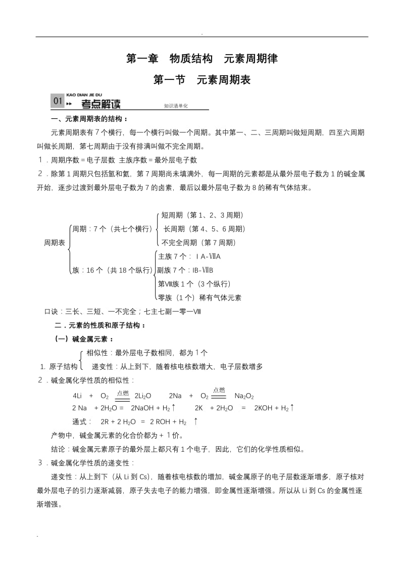 高中化学必修二元素周期表专题练习(带答案).doc_第1页