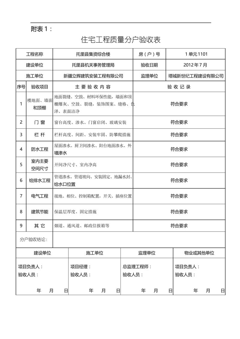 住宅质量分户验收记录表.docx_第1页