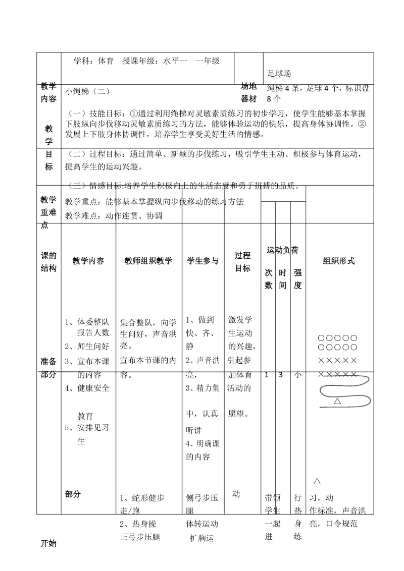 一年级体育教案-小绳梯(二) 全国通用.docx_第1页