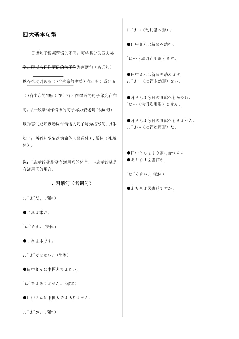 日语四大基本句型.docx_第1页