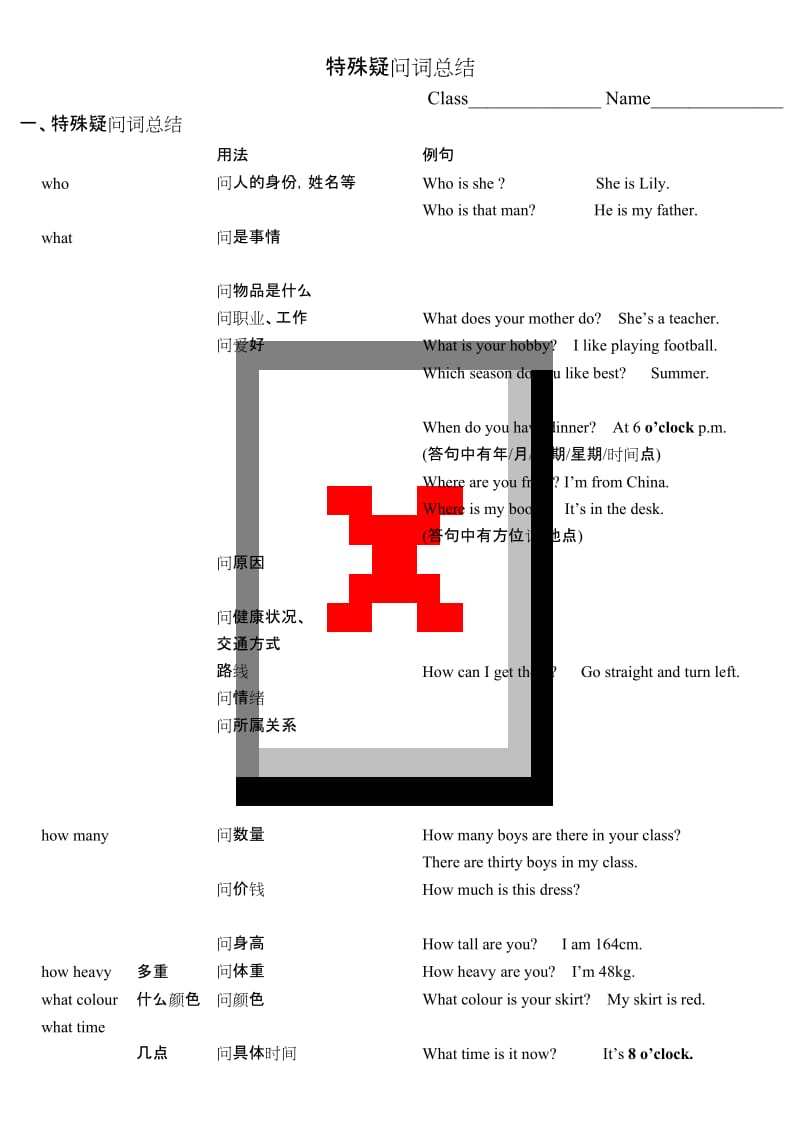 特殊疑问词总结及配套练习.docx_第1页