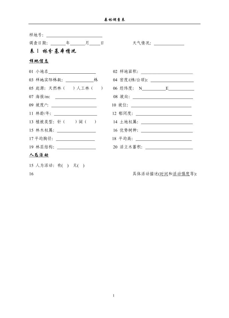 森林调查表.doc_第1页