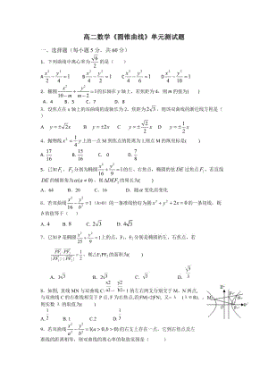 高二数学圆锥曲线单元测试题及答案讲述.doc