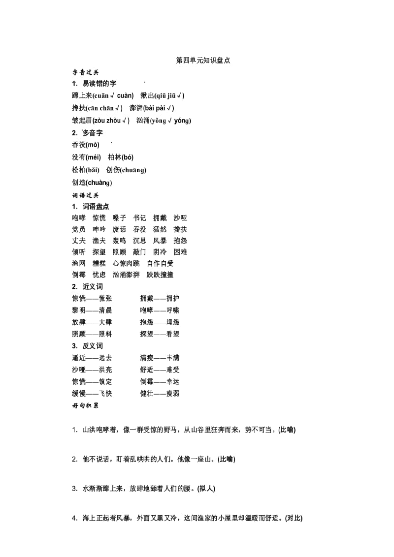 部编六年级上册语文第四单元知识盘点.docx_第1页